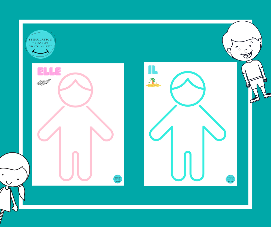 Imprimer gratuitement!!! Les pronoms Il et ELLE à travers le dessin!